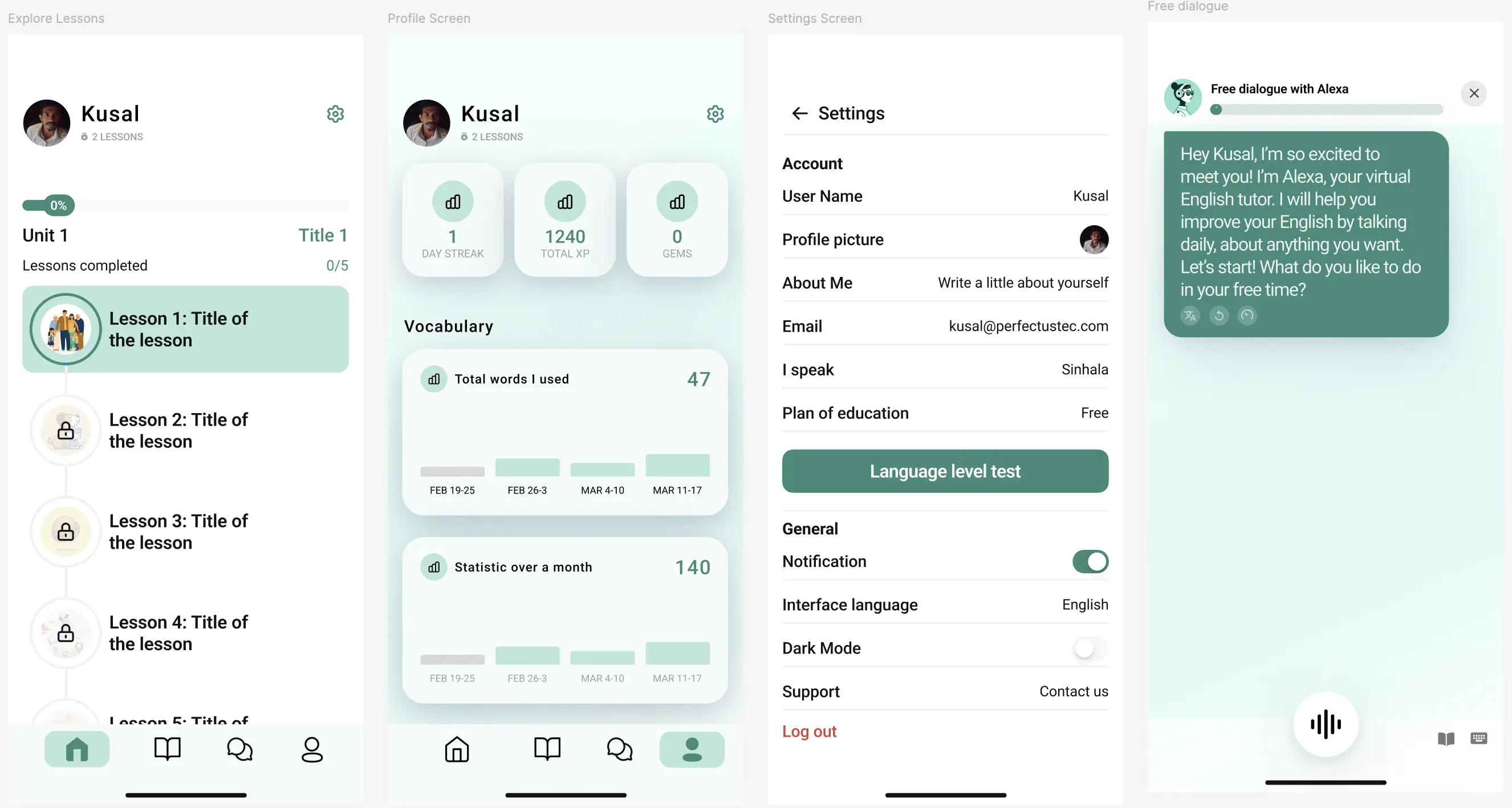 Selve lessons and settings